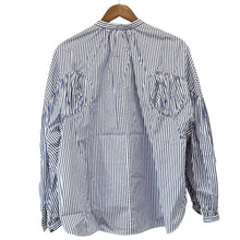 画像をギャラリービューアに読み込む, ENFOLD エンフォルド 23AW VOLUME ARM BLOUSE ストライプボリュームアームシャツ 300GA230-2110 38 ブルー R14650