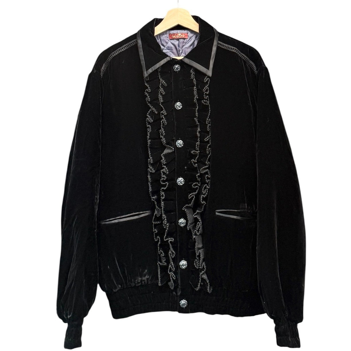 ha za ma×Ado ハザマ 23SS 漂う正義のベルベットジャケット S ブラック