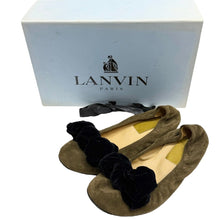 Load image into Gallery viewer, LANVIN ランバン 07AW スウェードレザーベロアリボンデザインバレエシューズ パンプス 14521