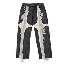 画像をギャラリービューアに読み込む, THUG CLUB サグクラブ Mohican Leather Denim Pants モヒカンフェイクレザーデニムパンツ TC24PT0402 14295