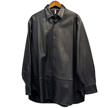 画像をギャラリービューアに読み込む, CCU シーシーユー REGULAR COLLAR SHIRT カウレザーオーバーサイズシャツ SH-01-COW 3 ブラック 15839
