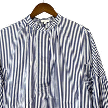 画像をギャラリービューアに読み込む, ENFOLD エンフォルド 23AW VOLUME ARM BLOUSE ストライプボリュームアームシャツ 300GA230-2110 38 ブルー R14650