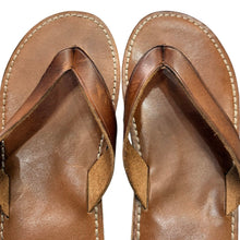 Lade das Bild in den Galerie-Viewer, RRL ダブルアールエル LEATHER FLIP FLOP BROWN LEATHER フリップフロップ レザーサンダル 8 ブラウン 15395