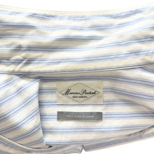 画像をギャラリービューアに読み込む, Marvine Pontiak Shirt Makers マーヴィンポンティアックシャツメーカーズ Open Collar SH ストライプオープンカラーシャツ F ブルー MPSM-1903S 14858