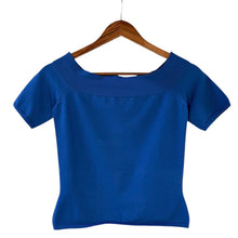 画像をギャラリービューアに読み込む, Alexander McQueen アレキサンダーマックイーン オフショルダーニットトップス Tシャツ 669510 M ブルー 14959