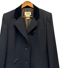 Load image into Gallery viewer, HERMES エルメス フランス製 ベロア切替ジップデザインテーラードジャケット 40 ブラック 15753