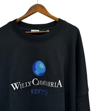 画像をギャラリービューアに読み込む, WILLY CHAVARRIA ウィリーチャバリア 23AW WILLYPEDIA BOMBER CREW SOLID ロゴ刺繍スウェット L ブラック 15833
