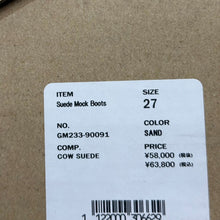 画像をギャラリービューアに読み込む, Graphpaper グラフペーパー 23AW Suede Mock Boots スウェードレザーモックブーツ GM233-90091 27cm ベージュ 14853
