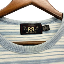 画像をギャラリービューアに読み込む, RRL ダブルアールエル インディゴストライプドジャージーリンガーTシャツ S ブルー 15391
