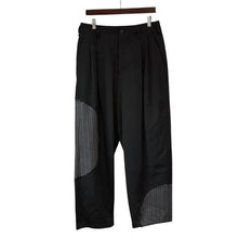 画像をギャラリービューアに読み込む, S'YTE by yohji yamamoto サイト ヨウジヤマモト WASHER WOOL GABARDINE CUT-OUT STRIPED PANTS ウールギャバジンツータックパンツ 2 ブラック UT-P21-101 14820