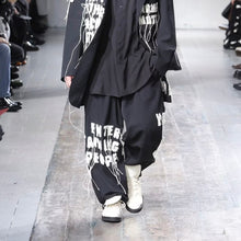 画像をギャラリービューアに読み込む, Yohji yamamoto POUR HOMME ヨウジヤマモトプールオム 24AW アップリケメッセージデザインウールギャバジンワイドパンツ HO-P70-534 14275