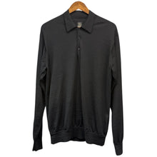 画像をギャラリービューアに読み込む, BATONER バトナー Essential SUPERIOR HIGH GAUGE MERINO POLO ロングスリーブニットポロシャツ BN-FU-008 3 ブラック 15044