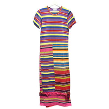 Lade das Bild in den Galerie-Viewer, COMME des GARCONS コムデギャルソン フリルデザインマルチボーダーパッチワークロングワンピース AD1999