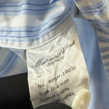 画像をギャラリービューアに読み込む, Marvine Pontiak Shirt Makers マーヴィンポンティアックシャツメーカーズ Open Collar SH ストライプオープンカラーシャツ F ブルー MPSM-1903S 14858