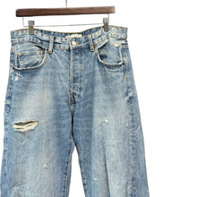 将图片加载到图库查看器,ZARA ザラ RELAXED-FIT ダメージ加工リラックスストレートデニムパンツ 44 インディゴ 14874