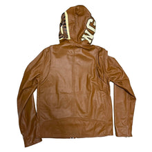 Load image into Gallery viewer, A BATHING APE アベイシングエイプ SAMPLE サンプル シープスキンシャークフルジップ1stカモライニングレザーライダースジャケット L ブラウン 3464