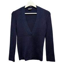 画像をギャラリービューアに読み込む, HERMES エルメス シルク混ディープVネックネックニットセーター 36 ネイビー 3472