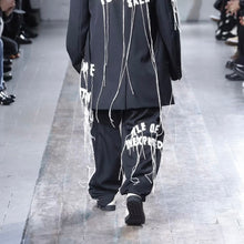 画像をギャラリービューアに読み込む, Yohji yamamoto POUR HOMME ヨウジヤマモトプールオム 24AW アップリケメッセージデザインウールギャバジンワイドパンツ HO-P70-534 14275