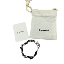 画像をギャラリービューアに読み込む, R.ALAGAN ララガン WOVEN CHAIN BRACELET レザーコンビシルバーブレスレット SM シルバー 15045