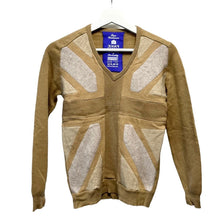 画像をギャラリービューアに読み込む, FAKE LONDON フェイクロンドン ユニオンジャック ピュアカシミヤVネックニットセーター キャメル 3497
