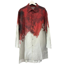 画像をギャラリービューアに読み込む, Yohji yamamoto POUR HOMME ヨウジヤマモトプールオム 24AW KHADI RED ASH BLOUSE カディコットン赤灰柄プリントシャツ HO-B13-515 14269