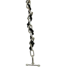 画像をギャラリービューアに読み込む, R.ALAGAN ララガン WOVEN CHAIN BRACELET レザーコンビシルバーブレスレット SM シルバー 15045