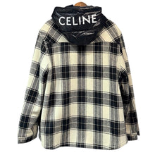 画像をギャラリービューアに読み込む, CELINE セリーヌ 21AW フーデットチェックパデッドシャツジャケット 2W410001O 54 ブラック 15429