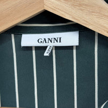 Lade das Bild in den Galerie-Viewer, GANNI ガニー シルクストライプシャツ 38 グリーン 14863