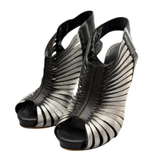 Load image into Gallery viewer, Alexander McQueen アレキサンダーマックイーン メタリックヒールサンダル 36 1/2 シルバー 14915