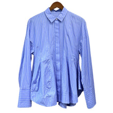 Lade das Bild in den Galerie-Viewer, ENFOLD エンフォルド 26SS LUFFA FORM SHIRT ストライプシャツ 300JS430-1111 38 ブルー 15558