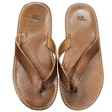 Lade das Bild in den Galerie-Viewer, RRL ダブルアールエル LEATHER FLIP FLOP BROWN LEATHER フリップフロップ レザーサンダル 8 ブラウン 15395