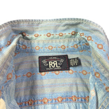 이미지를 갤러리 뷰어에 로드 , RRL ダブルアールエル 22SS PRINTED WORKSHIRT ネイティブ柄ストライプシャツ S ブルー 15058