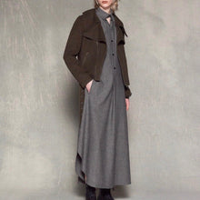 이미지를 갤러리 뷰어에 로드 , Y's ワイズ 24AW W/ MINI HERRINGBONE SHIRT CUTTING DRESS ヘリンボーンウールロングシャツドレスワンピース YO-D06-109 14227