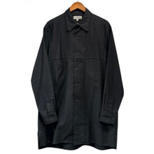 将图片加载到图库查看器,Yohji Yamamoto POUR HOMME ヨウジヤマモトプールオム 25SS 2枚衿コットンロングオーバーシャツ HP-B07-002 3 ブラック 15278