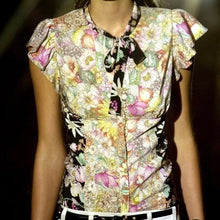 画像をギャラリービューアに読み込む, GUCCI グッチ 06SS 花柄シルクボウタイシャツ
