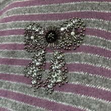 Lade das Bild in den Galerie-Viewer, Weekend Max Mara ウィークエンドマックスマーラ リボンデザイン装飾カシミヤノーカラーボーダーカーディガン 14463