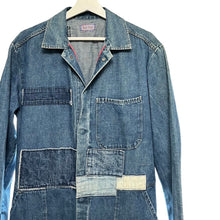 Lade das Bild in den Galerie-Viewer, BLUEBLUE ブルーブルー パッチワークデザインデニムジャンプスーツ オールインワン