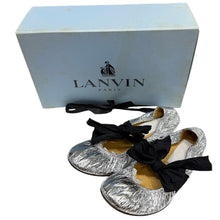 Load image into Gallery viewer, LANVIN ランバン 08SS クラック加工メタリックミラーバレエシューズ パンプス 14522