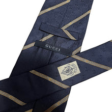 画像をギャラリービューアに読み込む, GUCCI グッチ レジメンタルストライプGG柄シルクチェーンネクタイ