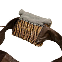 画像をギャラリービューアに読み込む, ebagos エバゴス 11AW Dear Ms レザーリネンコンビ紅籐カゴショルダーバッグ 1383