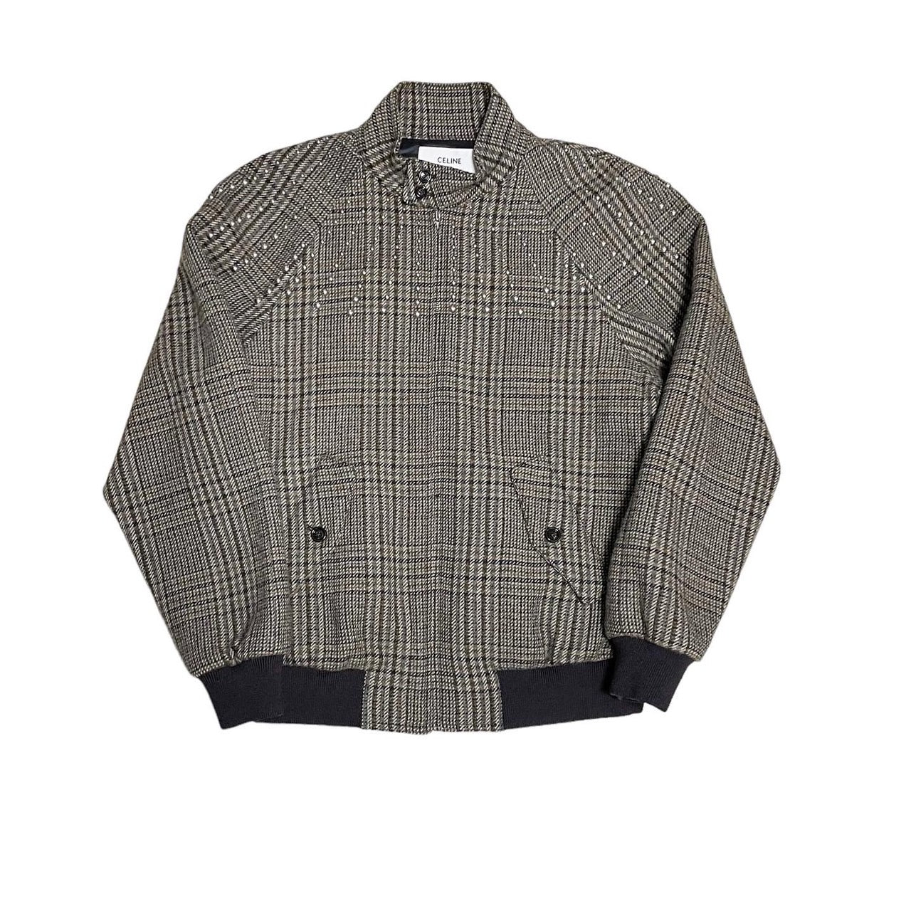 CELINE セリーヌ 22AW TEDDY JACKET WITH STAND UP COLLAR IN CHECKED WOOL  スタッズチェックブルゾン 2V20L826R