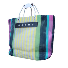 Load image into Gallery viewer, MARNI マルニ フラワーカフェ ストライプショッピングトートバッグ ピンクキャンディ