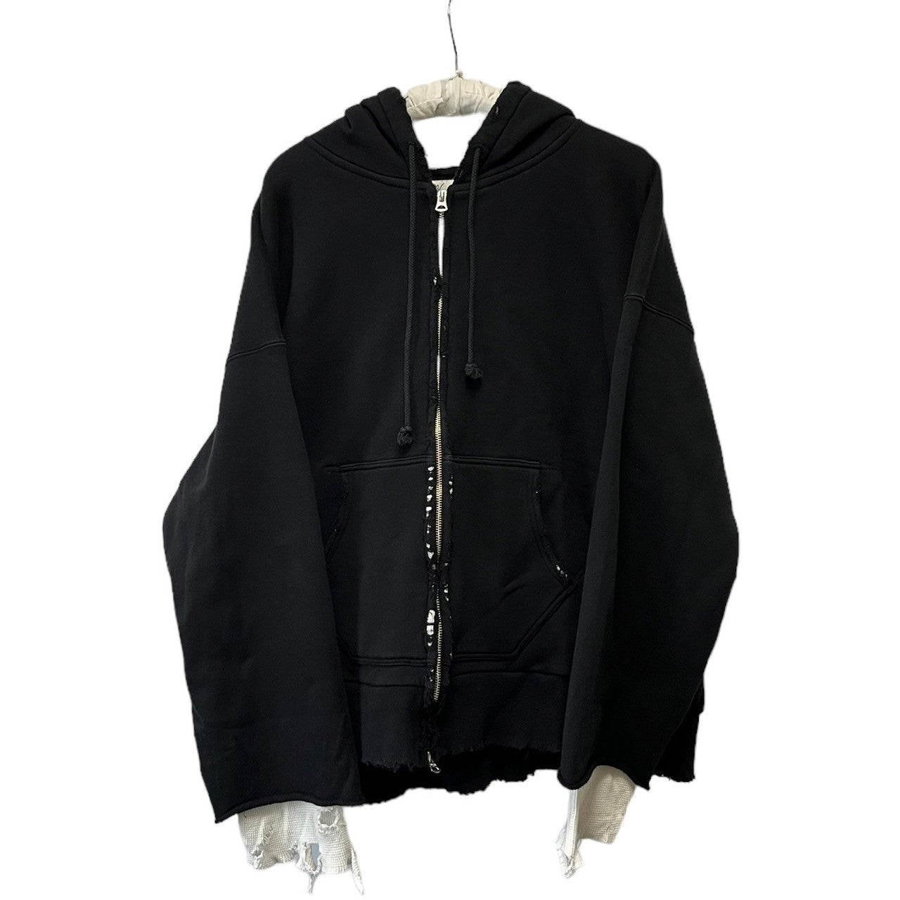ANCELLM アンセルム 23AW ZIP-UP HOODIE ダメージ加工レイヤードジップ 