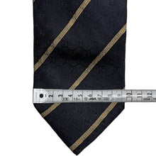 画像をギャラリービューアに読み込む, GUCCI グッチ レジメンタルストライプGG柄シルクチェーンネクタイ