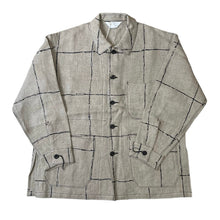 Load image into Gallery viewer, ANCELLM アンセルム 22SS DRAWING CHECK LINEN COVERALL チェックリネンカバーオールジャケット ANC-JK01-A