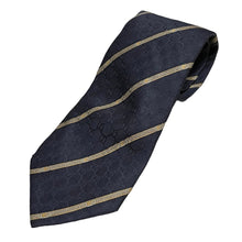 画像をギャラリービューアに読み込む, GUCCI グッチ レジメンタルストライプGG柄シルクチェーンネクタイ