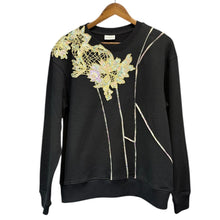 画像をギャラリービューアに読み込む, DRIES VAN NOTEN ドリスヴァンノッテン 23AW HARO EMB 7644 W.K.SWEATER 花柄刺繍スウェット M ブラック 15132
