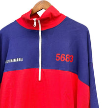 画像をギャラリービューアに読み込む, WILLY CHAVARRIA ウィリーチャバリア 19SS BUFFALO ZIP NECK ハーフジップスウェット M レッド×ネイビー 15677
