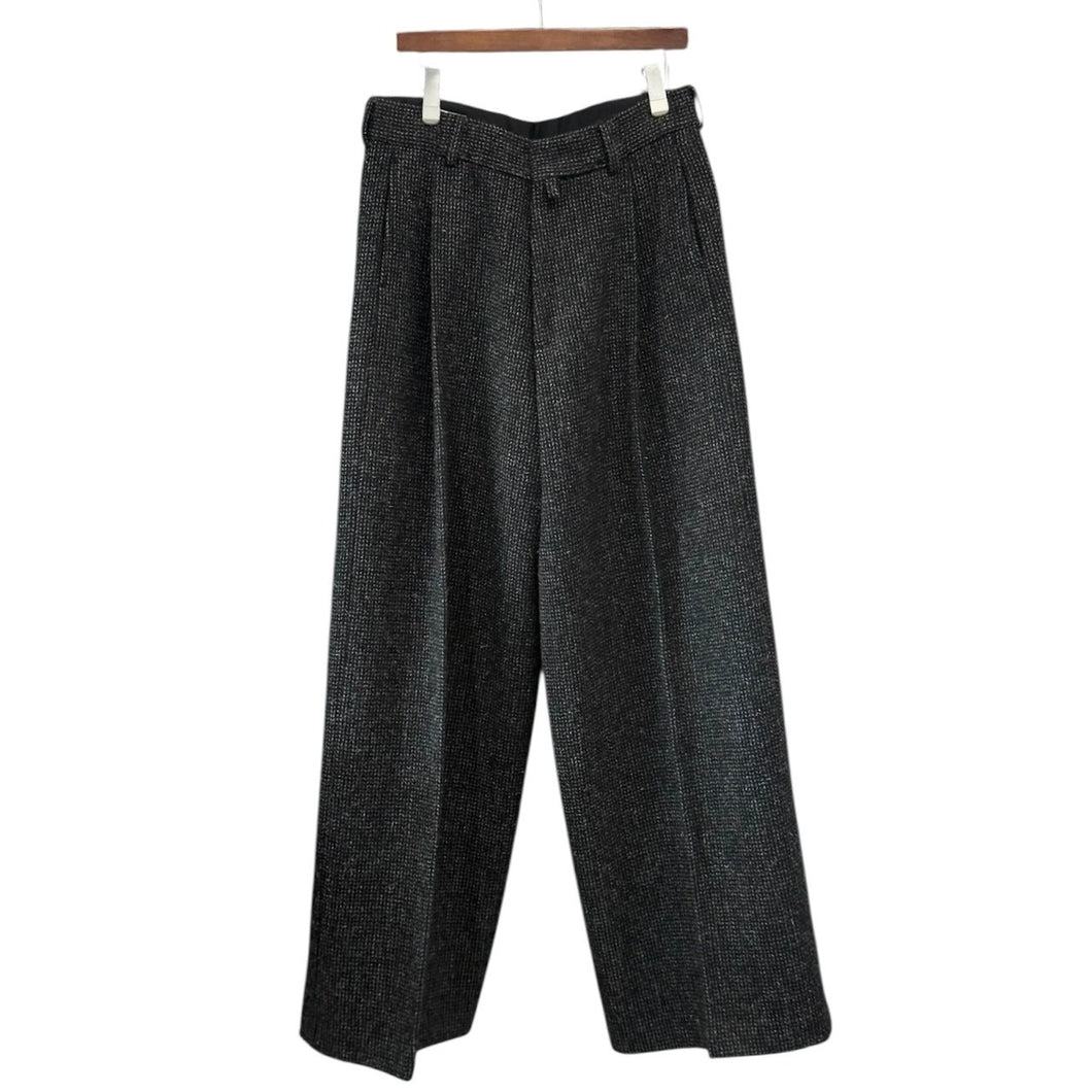 DRIES VAN NOTEN ドリスヴァンノッテン 24AW PIERS ウールツイードワイドタックパンツ 48 ブラック 14825