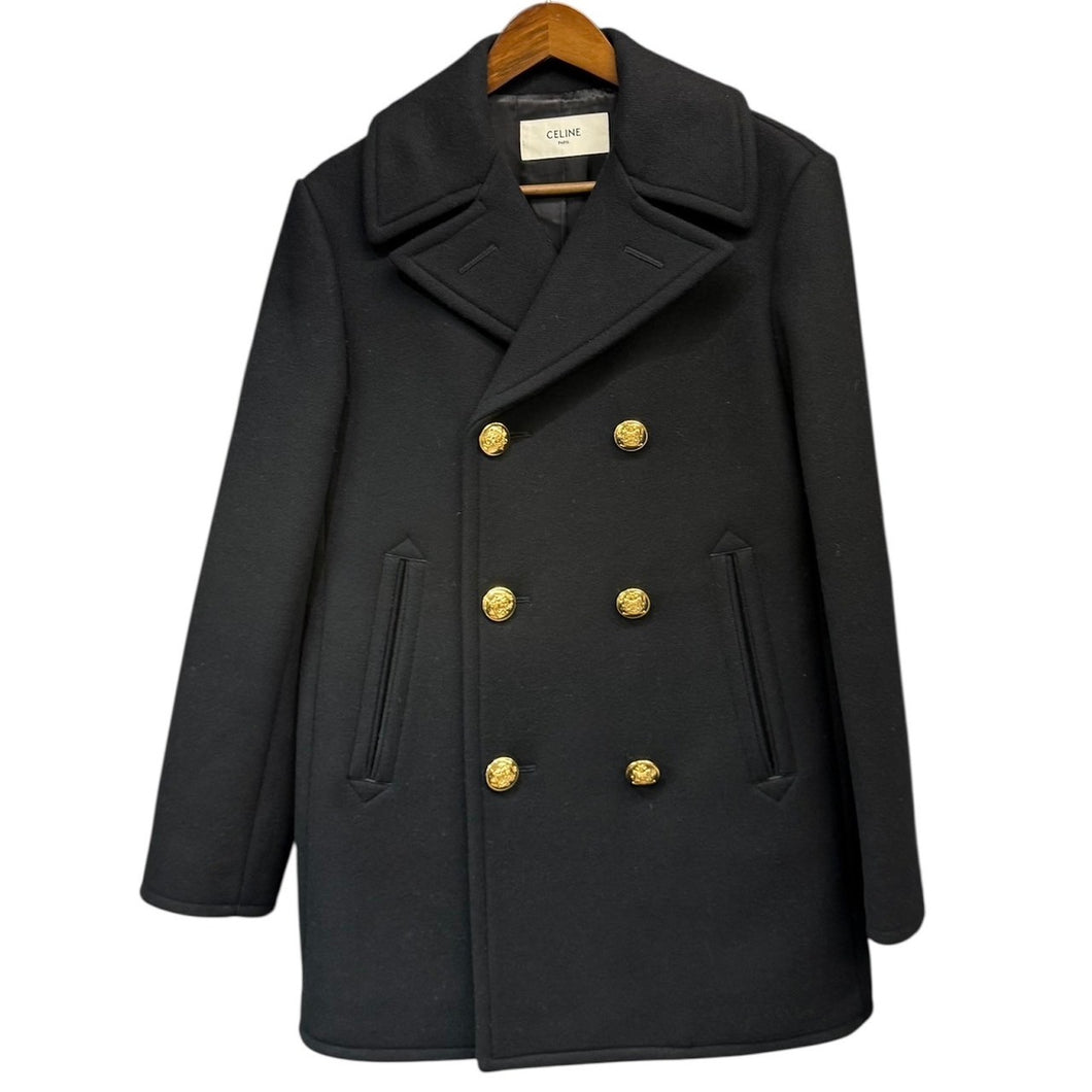 CELINE セリーヌ レクタングルPコート 金ボタンジャケット 2M150863C 44 ブラック 3463